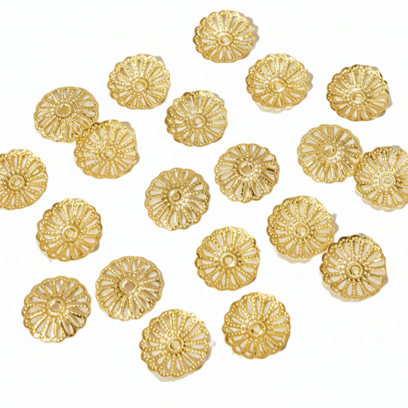 20pc 15mm Gold Bead Caps