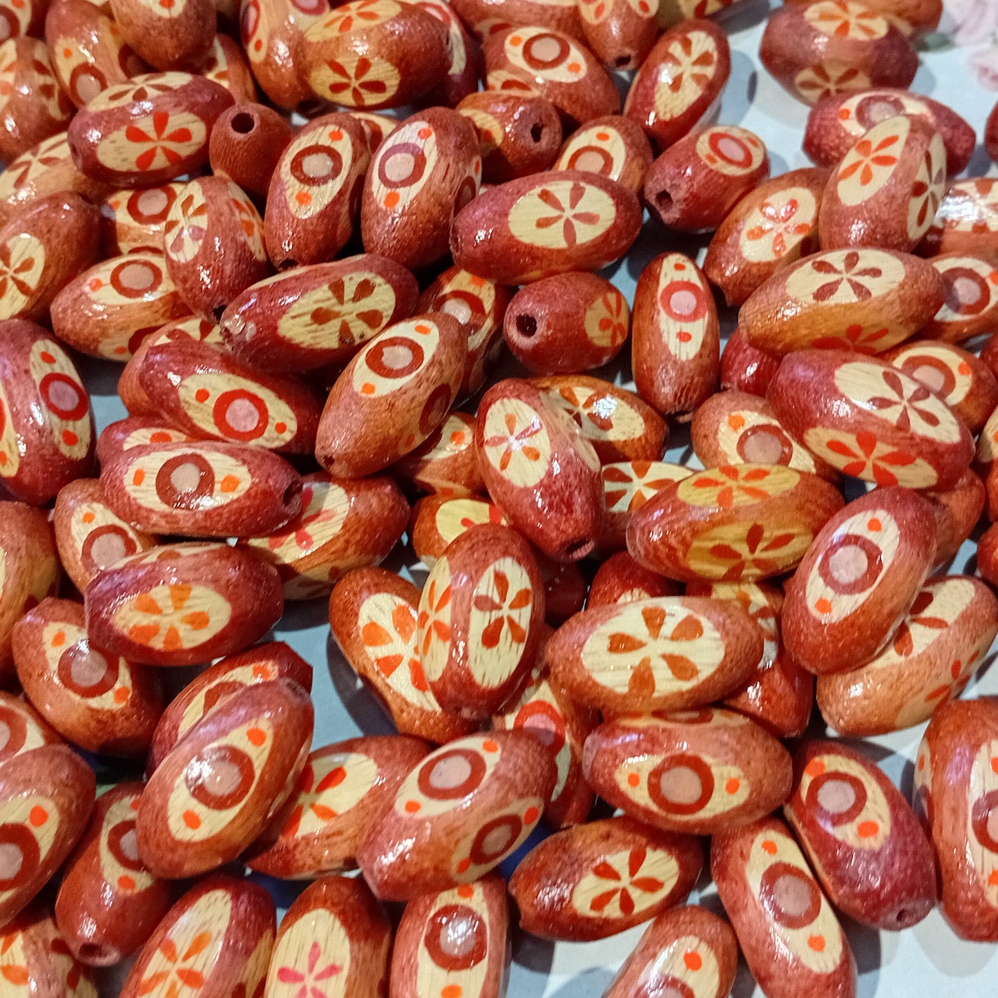 12pc Mixed Rustic Wooden Oval Beads