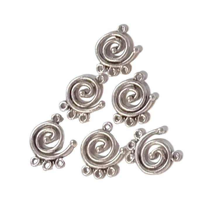 6pc Silver Swirl Link Connectors