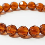 10mm Dark Brown Round Faceted Glass Beads