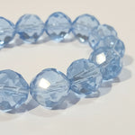 12mm Light Blue Round Faceted Glass Beads