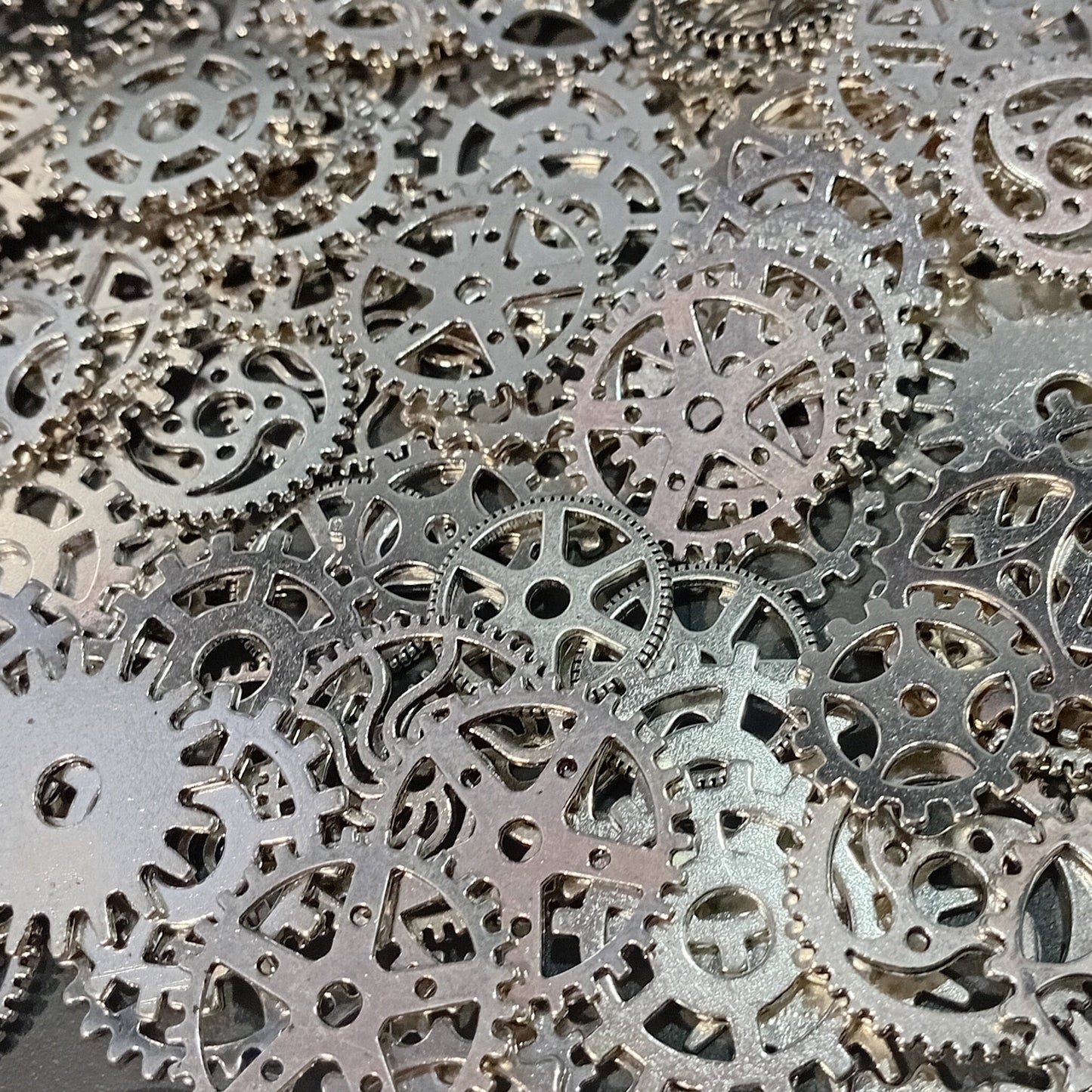 10pc Silver Mixed Steampunk Gears & Cogs