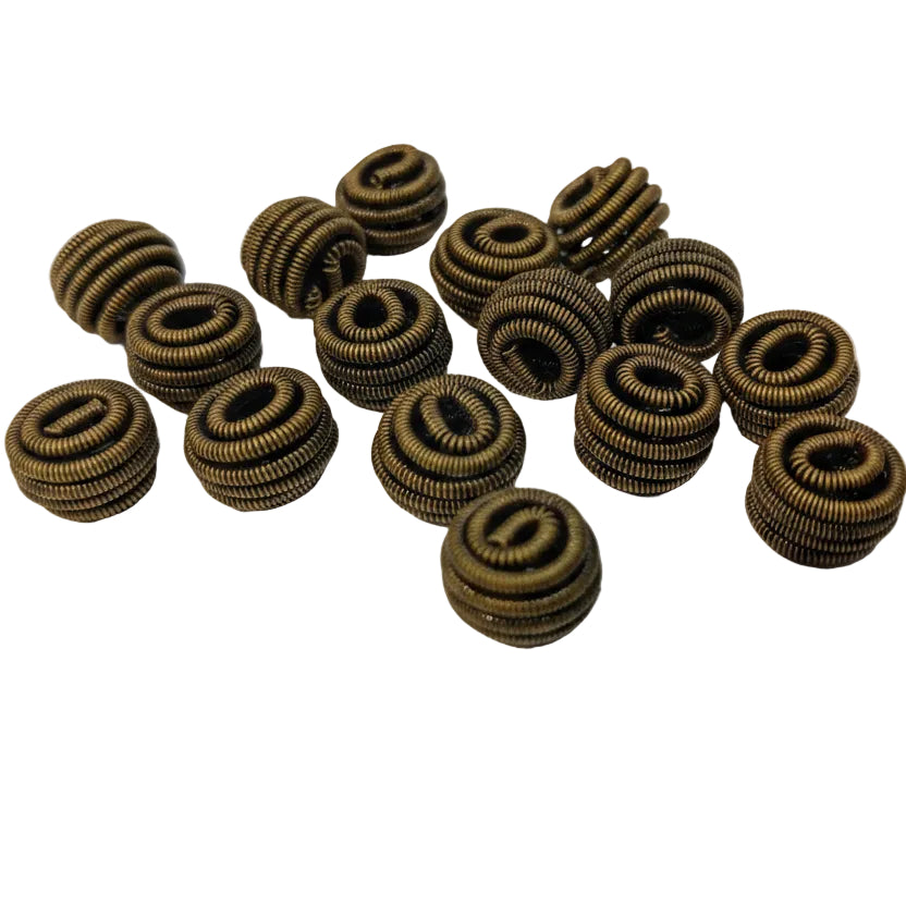 20pc 10mm Vintage Bronze Round Coiled Beads
