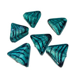 6pc 18mm Blue Triangle Lampwork Beads