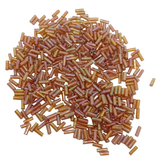 15g 5mm Light Brown AB Bugle Beads