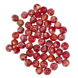 50pc 10mm Red & White Round AB Faceted Beads
