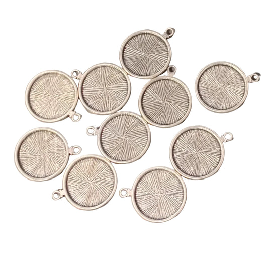 Silver Clock Cabochon  With Roman Numerals Pendant