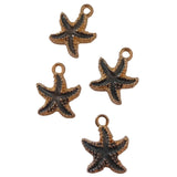 4pc Gold Grey Enamel Starfish  Charms