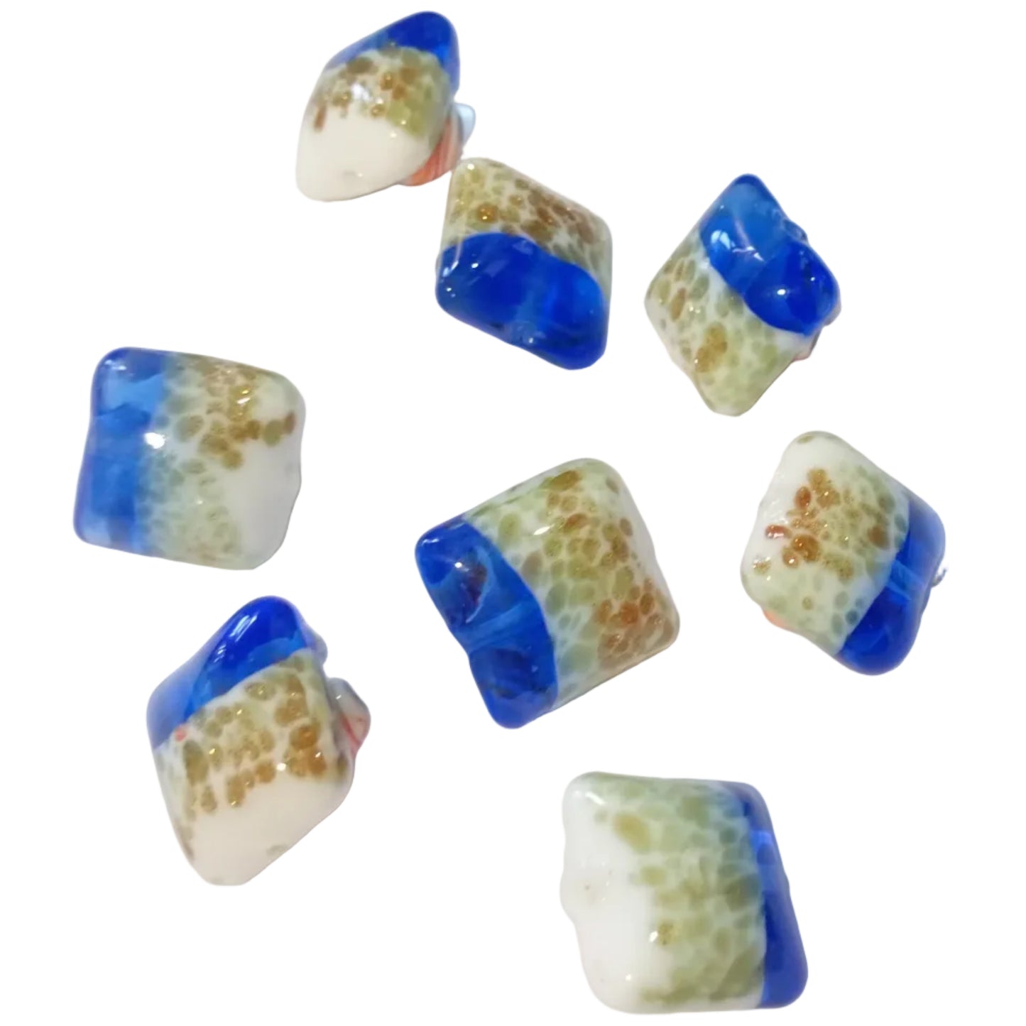 8pc 15mm Square Seashell Lampwork Beads