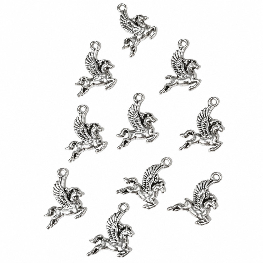 10pc Silver Pegasus Charms
