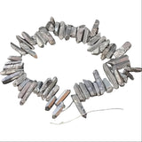 Titanium Aura Crystal Quartz Point Beads - Silver