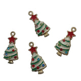 4pc White Enamel Christmas Trees With Rhinestones
