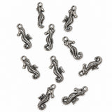 10pc Dark Silver Seahorse Charms