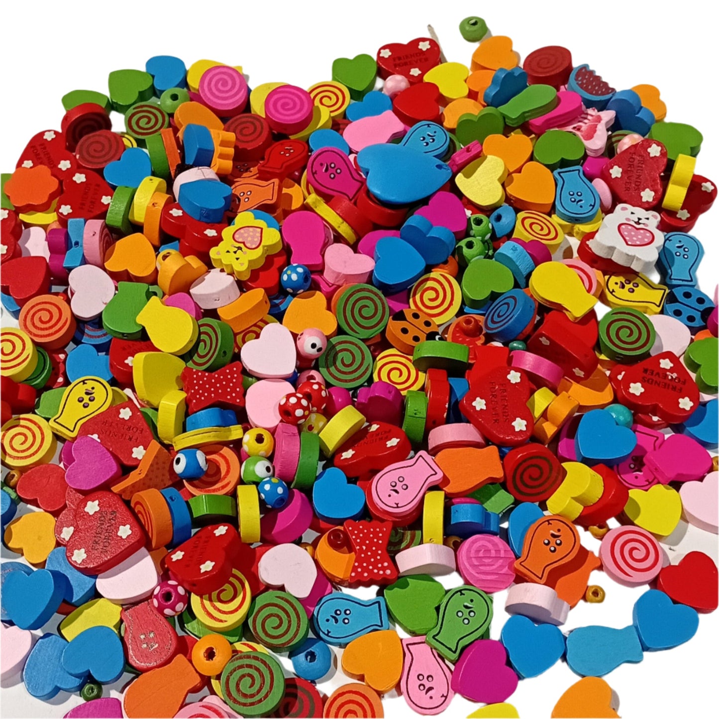 Large Bag Of Colorful Wooden Beads