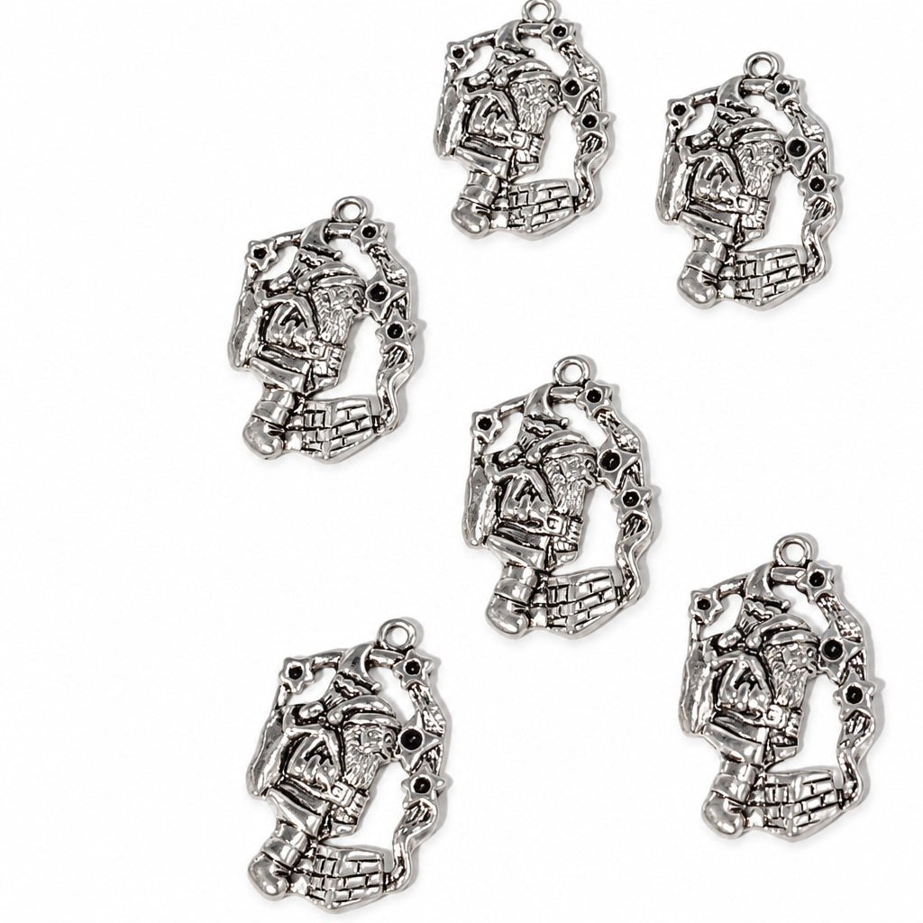 6pc Silver Santa Pendants