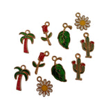 10pc Gold Enamel Mixed Plant Charms