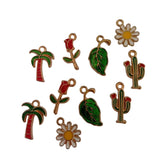 10pc Gold Enamel Mixed Plant Charms