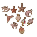 10pc Cute Pink & White Gold Enamel Charms