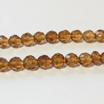 8mm Light Brown Round Faceted Glass Beads