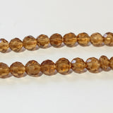 8mm Light Brown Round Faceted Glass Beads