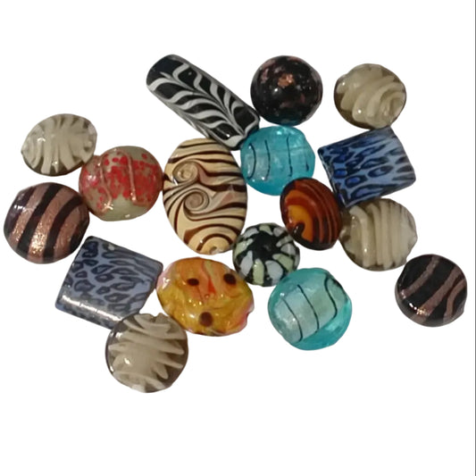 100g Mixed Chunky & Stripy Lampwork Beads