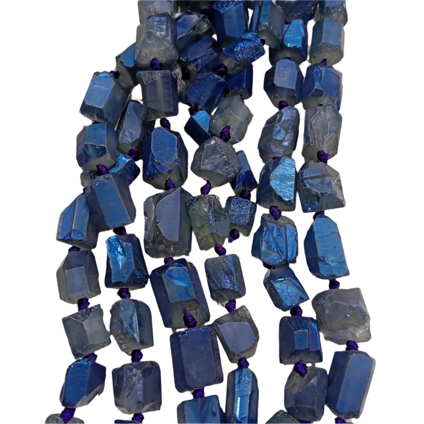 Rough Titanium Electroplated Quartz Beads