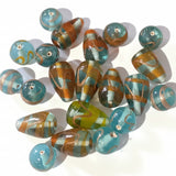100g Blue & Gold  Lampwork Bead Mix