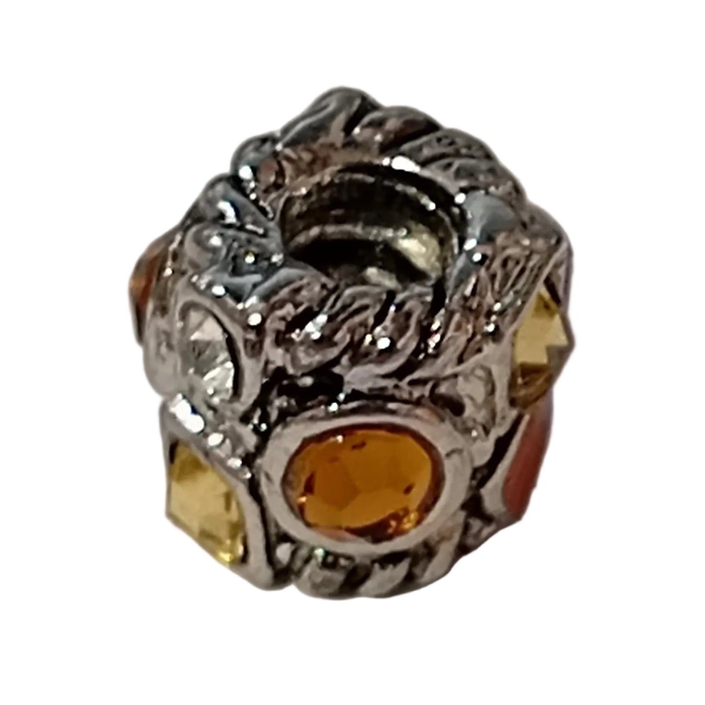 1pc Amber & Clear European Charm Barrel Bead