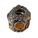 1pc Amber & Clear European Charm Barrel Bead