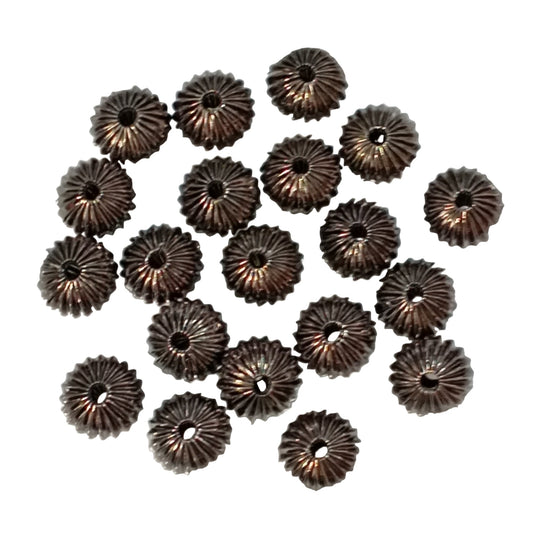 20pc 12mm Black Round Fluted Beads