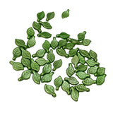 50pc 10mm Dark Green Metallic Acrylic Leaf Beads