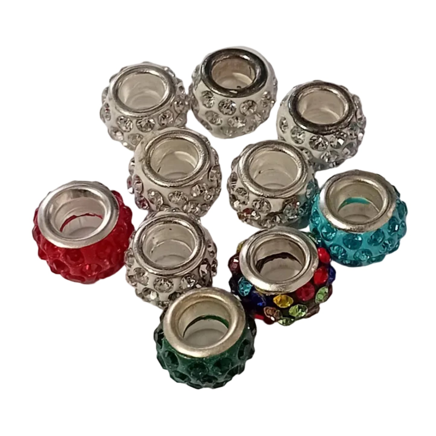 10pc Mix Of European Rhinestone Beads