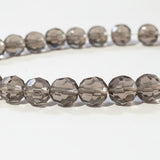 8mm Grey Round Faceted Glass Beads