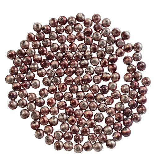 6mm 150pc Metallic Pink & Grey Metal Beads