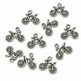 10pc Bright Silver Bicycle Charms