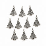 10pc 3cm Silver Christmas Tree Charms