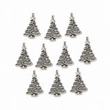 10pc 3cm Silver Christmas Tree Charms