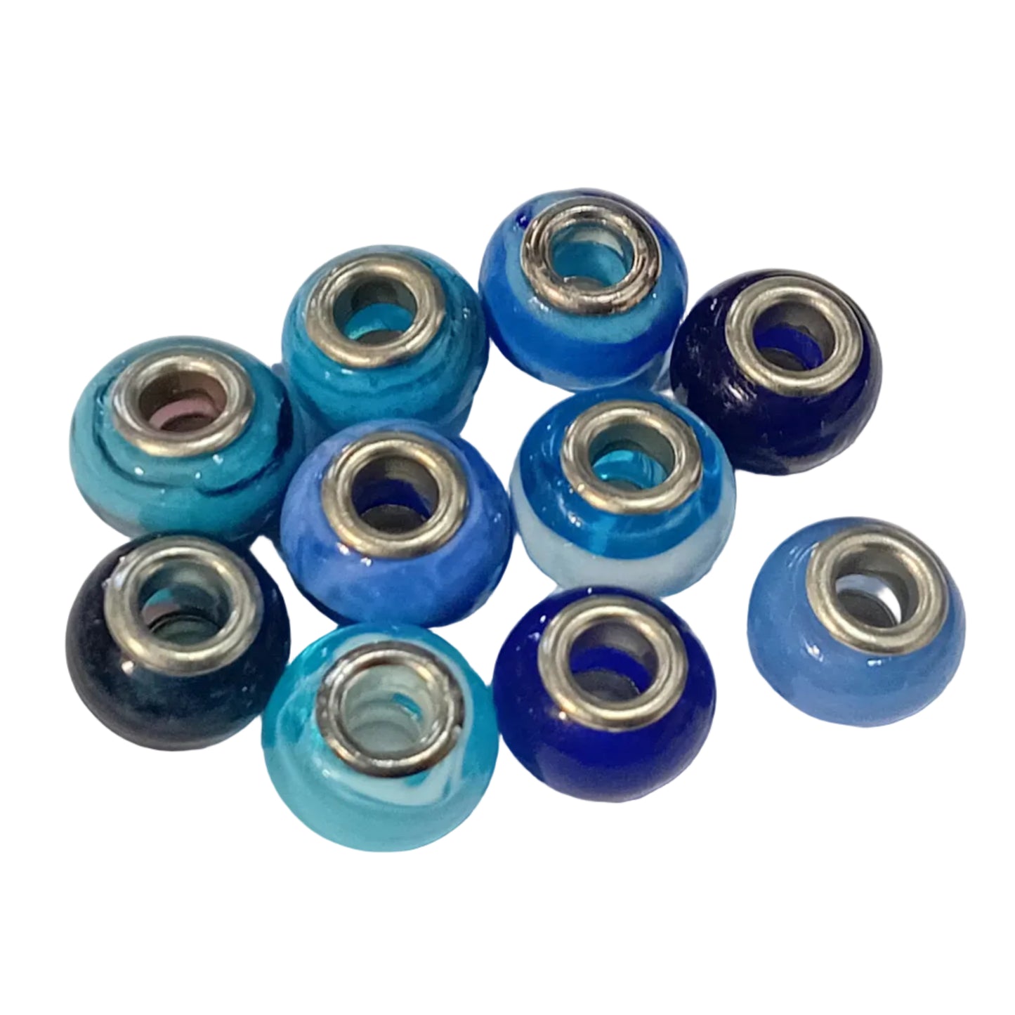 10pc Mixed Blue European Bead Pack