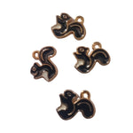 4pc Gold Black Enamel Squirrel Charms