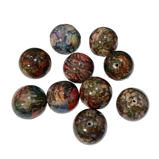 10pc 20mm Floral Round Acrylic Beads