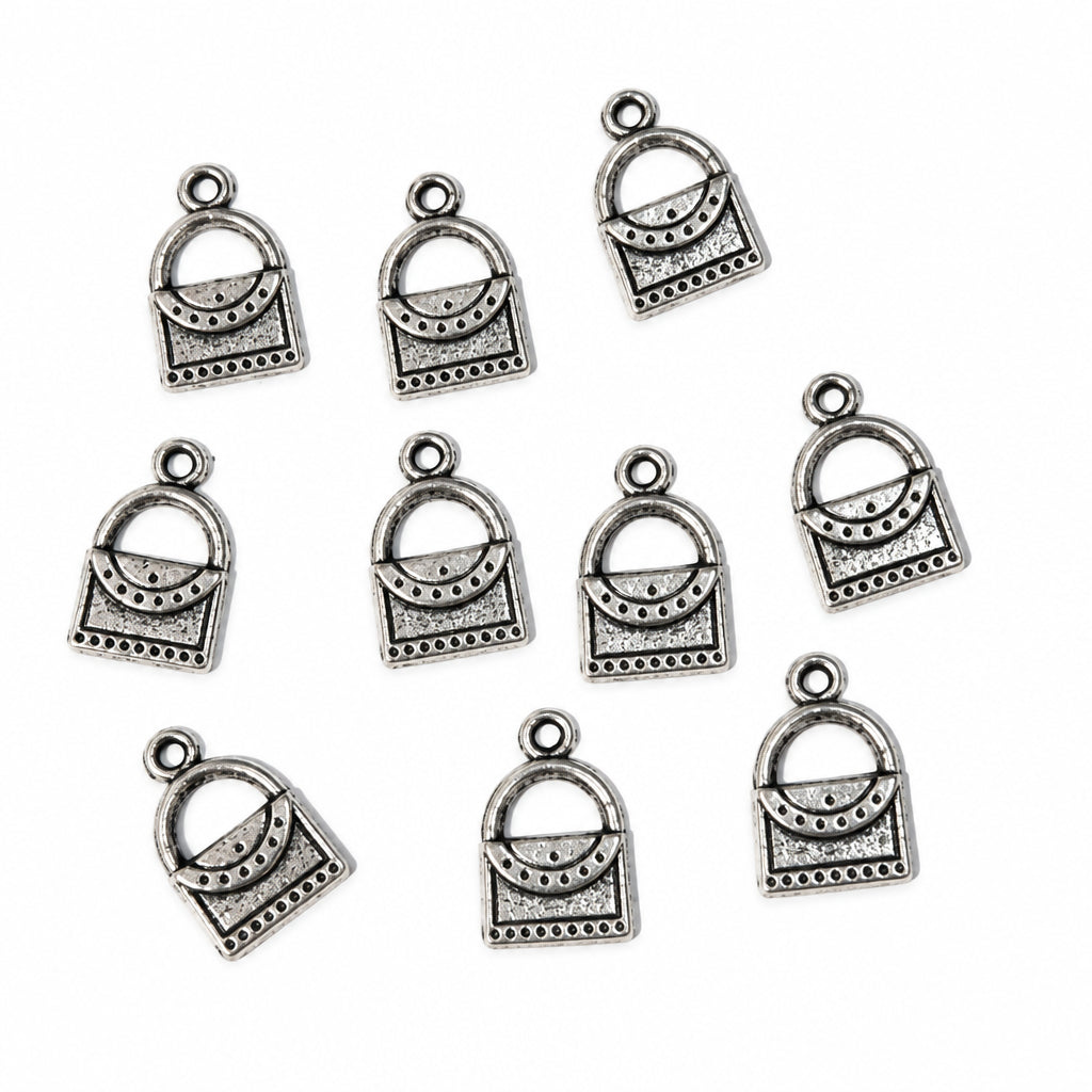 10pc Silver Shoulder Bag Charms