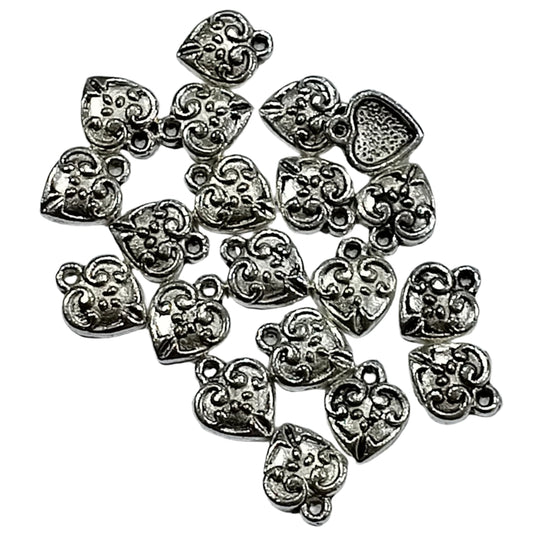 20pc Silver Heart Charms