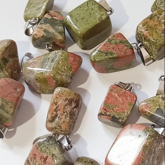 Unakite Nugget Pendant with Bail