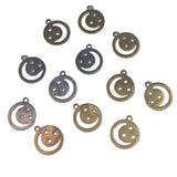 12pc Stainless Steel Moon & Stars Round Charm Pendants