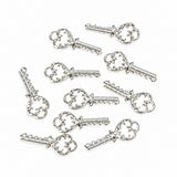 10pc Bright Silver Key Charms