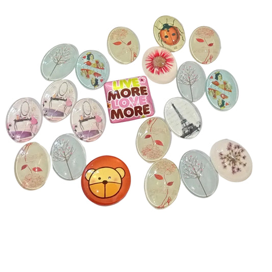 20pc Large Flat Back Glass Cabochon Pack