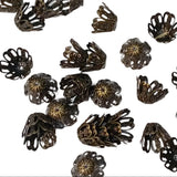 30pc Bronze Basket Bead Caps