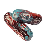 2pc Blue & Red Long Barrel Beads
