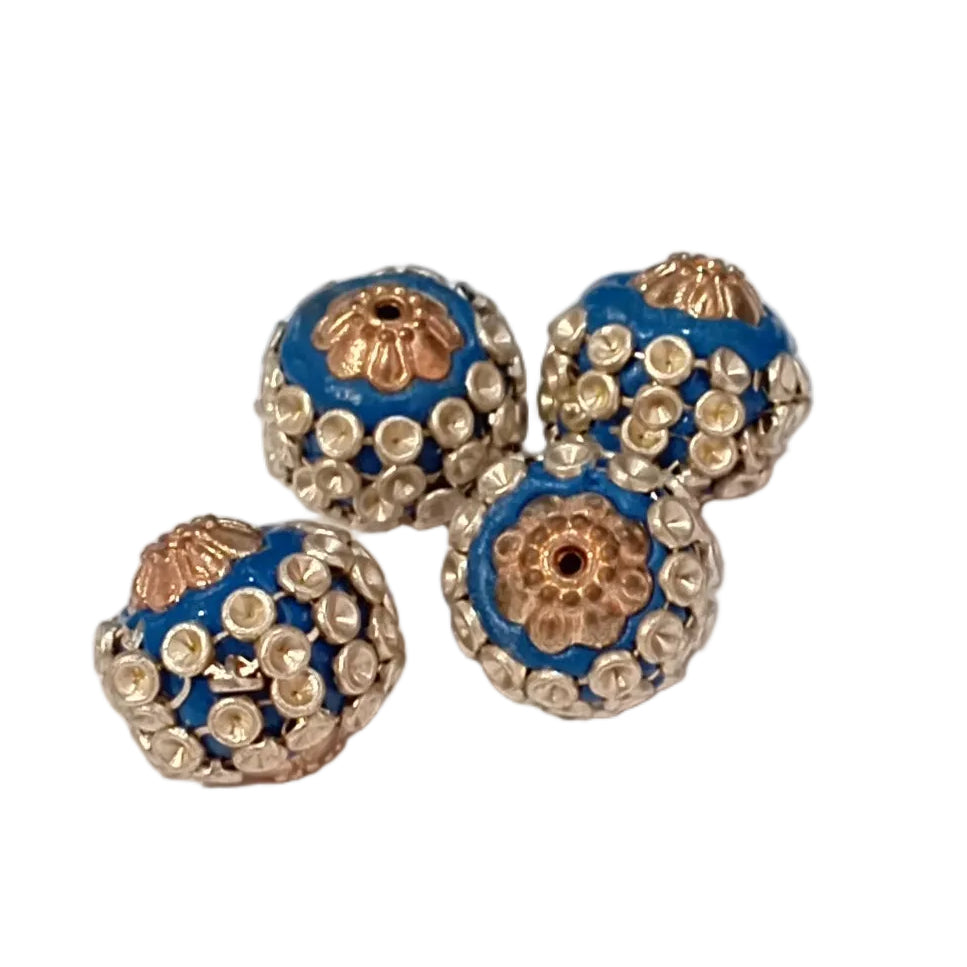 2pc Blue Kashmiri Beads
