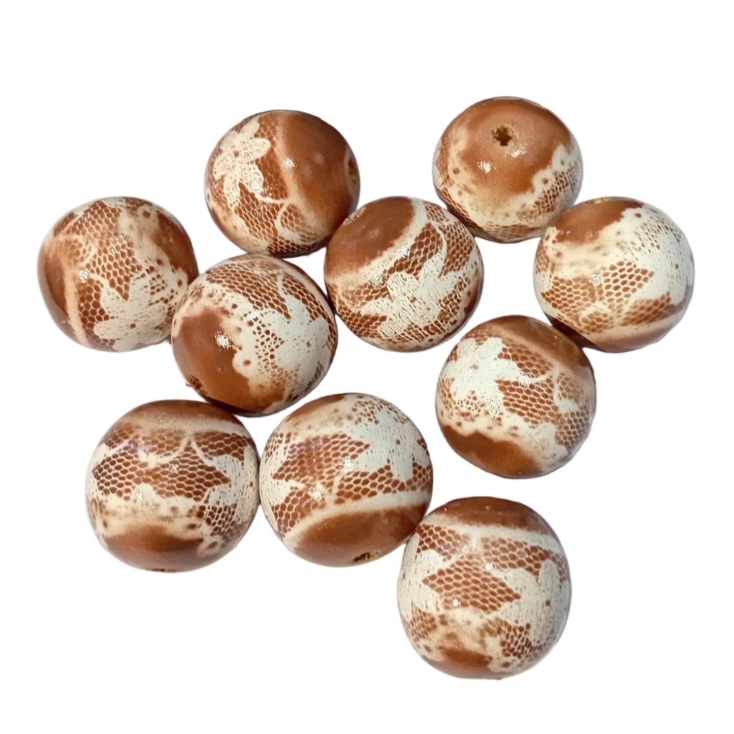 10pc 25mm Brown Wooden Round Beads